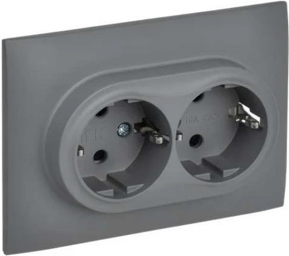 Розетка двухместная с заземлением в сборе IEK SK-R24-16-K03-F 1157262