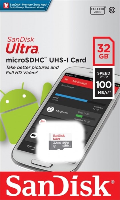 Карта памяти MicroSDHC 32GB SanDisk SDSQUNR-032G-GN3MN 813868