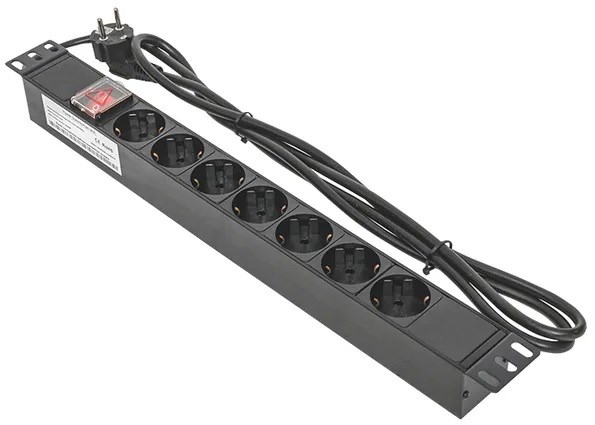 Блок розеток 19", 7 розеток EKF TRC-HPD-LS-16A-7SH-2MSH 1138092