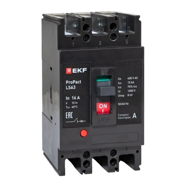 Автоматический выключатель в литом корпусе  EKF mccb-63-15-3-16-ls 1145198