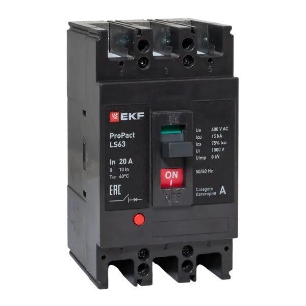 Автоматический выключатель в литом корпусе  EKF mccb-63-15-3-20-ls 1145199