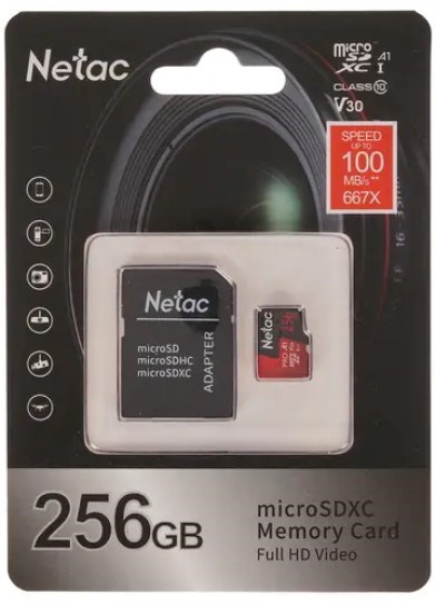 Карта памяти MicroSDXC 256GB Netac NT02P500PRO-256G-R 964849