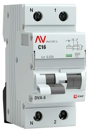 Автомат дифференциальный EKF rcbo6-1pn-16C-30-ac-av 1126278