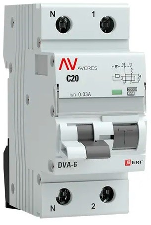 Автомат дифференциальный EKF rcbo6-1pn-20C-30-a-av 1126199