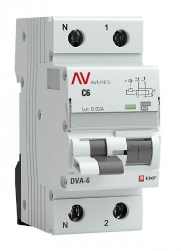 Автомат дифференциальный EKF rcbo6-1pn-6C-30-a-av 1126204