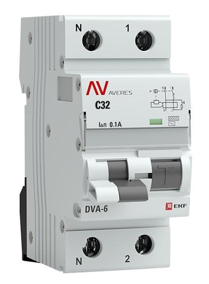 Автомат дифференциальный EKF rcbo6-1pn-32C-100-ac-av 1126306