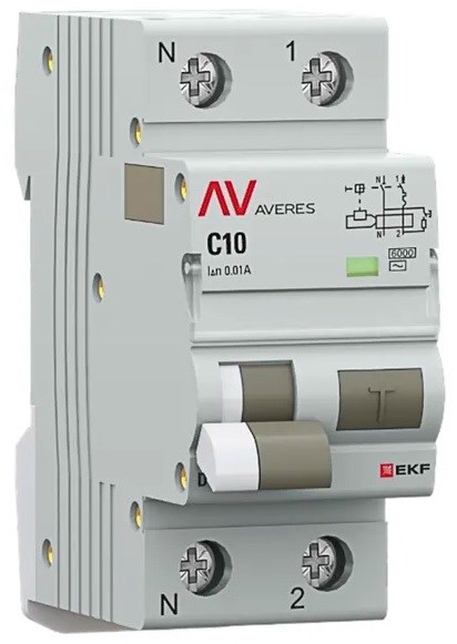 Автомат дифференциальный EKF rcbo6-1pn-10C-10-ac-av 1126374