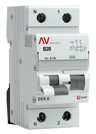Автомат дифференциальный EKF rcbo6-1pn-20B-100-ac-av 1126297