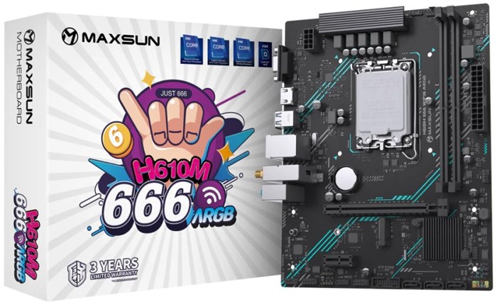 Материнская плата mATX MAXSUN MS-H610M 666 WIFI6 ARGB 1161219