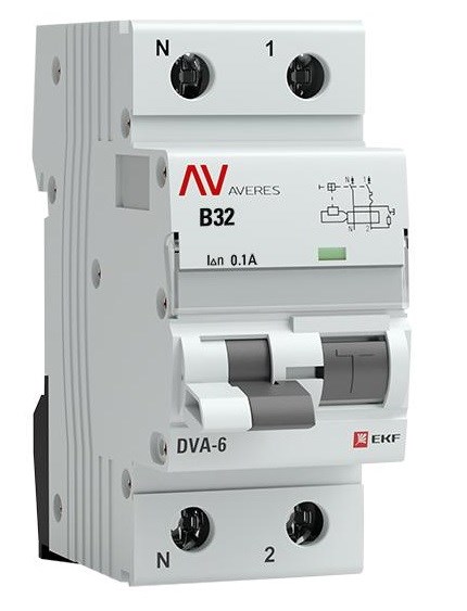 Автомат дифференциальный EKF rcbo6-1pn-32B-100-ac-av 1126299