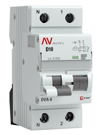 Автомат дифференциальный EKF rcbo6-1pn-10D-30-a-av 1126208