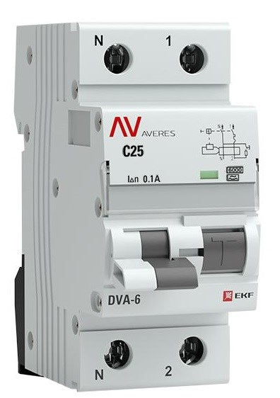Автомат дифференциальный EKF rcbo6-1pn-25C-100-a-av 1126224
