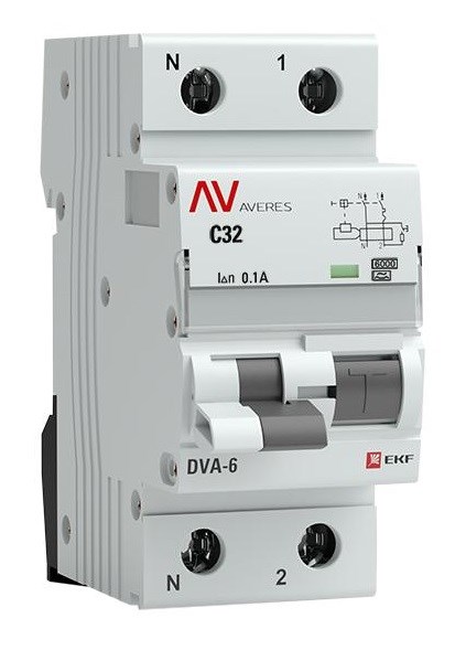 Автомат дифференциальный EKF rcbo6-1pn-32C-100-a-av 1126229