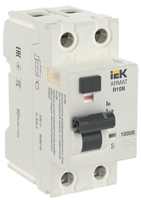 Выключатель дифференциального тока (ВДТ, УЗО) дифференциальный IEK AR-R10N-2-063AS100 902873