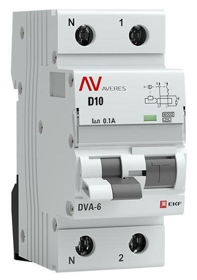 Автомат дифференциальный EKF rcbo6-1pn-10D-100-a-av 1126232