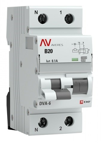 Автомат дифференциальный EKF rcbo6-1pn-20B-100-a-av 1126219