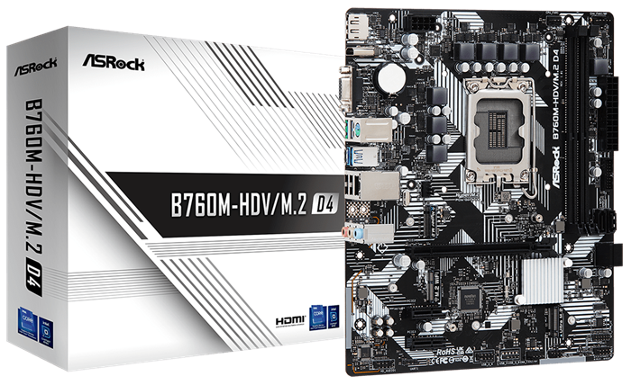 Материнская плата mATX ASRock B760M-HDV/M.2 D4 1012352