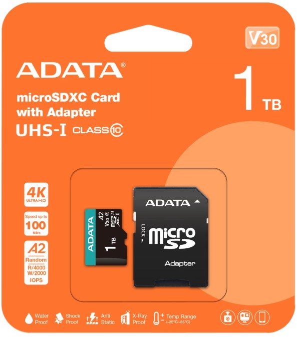 Карта памяти MicroSDXC 1024GB ADATA AUSDX1TUI3V30SA2-RA1 1138397