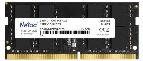 Модуль памяти SODIMM DDR4 8GB Netac NTBSD4N32SP-08 866099
