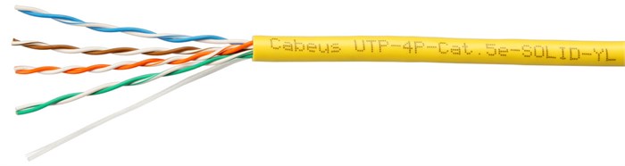 Кабель витая пара U/UTP 5e кат. 4 пары Cabeus UTP-4P-Cat.5e-SOLID-YL 515521