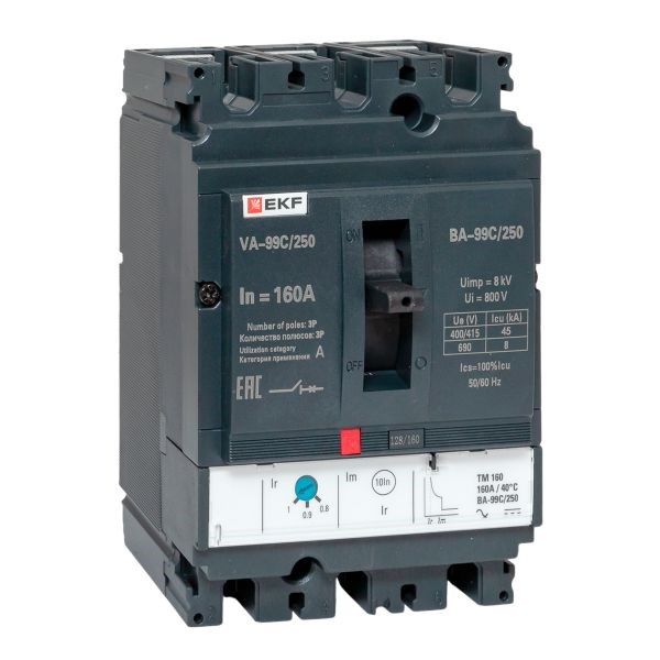 Автоматический выключатель в литом корпусе  EKF mccb99C-250-160 1145266