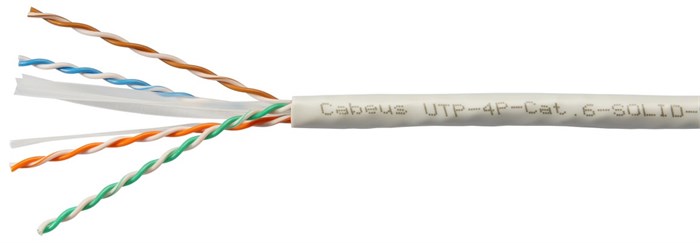Кабель витая пара U/UTP 6 кат. 4 пары Cabeus UTP-4P-Cat.6-SOLID-LSZH-GY 1037310