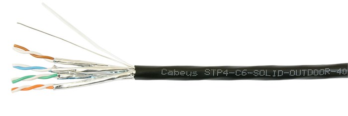 Кабель витая пара U/FTP 6a кат. 4 пары Cabeus STP-4P-Cat.6a-SOLID-OUT-LSZH-UV 515558