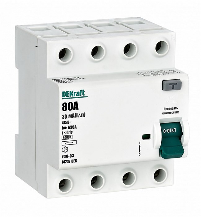 Выключатель дифференциального тока (ВДТ, УЗО)  DEKraft 14237DEK 1108294