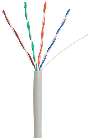 Кабель витая пара U/UTP 5e кат. 4 пары Netlan CCA-UU004-5E-PVC-GY 546920
