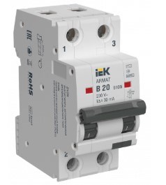 Автомат дифференциальный IEK AR-B10N-2-B020C030 1147879