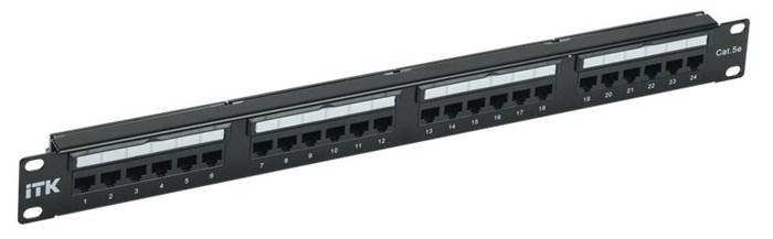 Патч-панель 19", 24xRJ45, UTP, Кат. 5е ITK PP24-1UC5EU-D05L 1164677