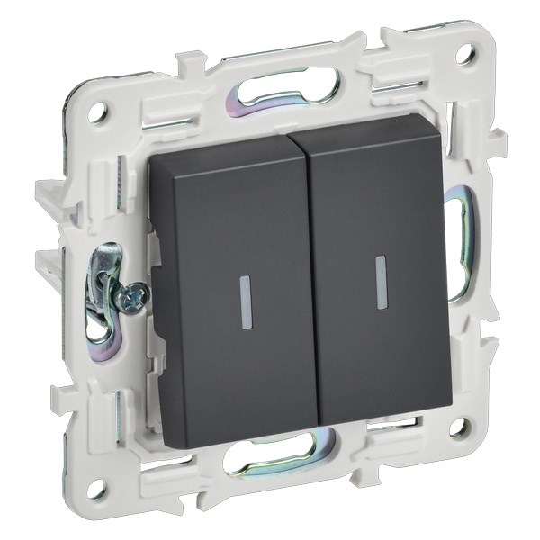 Выключатель двухклавишный с подсветкой  IEK SK-V20-1-10-K48 1157125