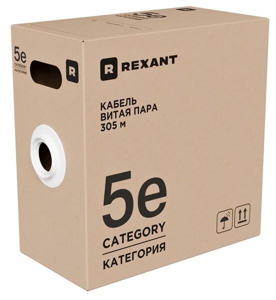 Кабель витая пара U/UTP 5 кат. 4 пары Rexant 02-0006-R 1218516