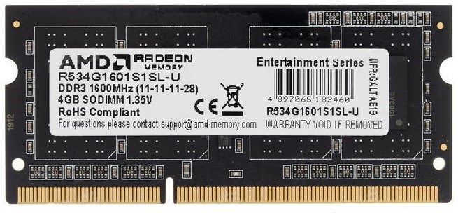 Модуль памяти SODIMM DDR3 4GB AMD R534G1601S1SL-U 700297