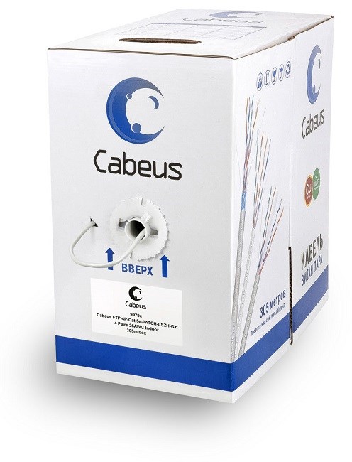Кабель витая пара F/UTP 5e кат. 4 пары Cabeus FTP-4P-Cat.5e-PATCH-LSZH-GY 728765