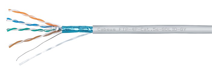 Кабель витая пара F/UTP 5e кат. 4 пары Cabeus FTP-4P-Cat.5e-SOLID-LSLTx-GY 1074564