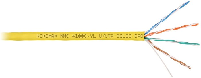 Кабель витая пара U/UTP 5e кат. 4 пары NikoMax NMC 4100A-YL 1093656