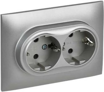 Розетка двухместная с заземлением в сборе IEK SK-R24-16-K23-F 1157177