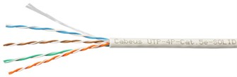 Кабель витая пара U/UTP 5e кат. 4 пары Cabeus UTP-4P-Cat.5e-SOLID-GY-LIGHT-100 1037321