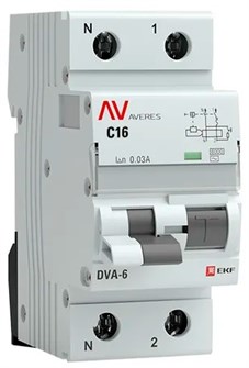 Автомат дифференциальный EKF rcbo6-1pn-16C-30-ac-av 1126278