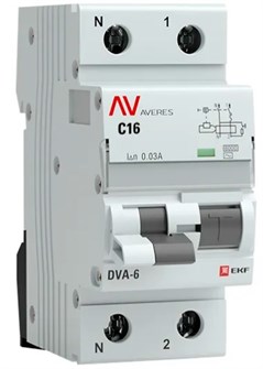 Автомат дифференциальный EKF rcbo6-1pn-16C-10-a-av 1126266