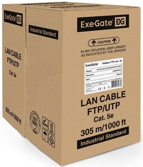 Кабель витая пара F/FTP 5e кат. 4 пары Exegate FUTP4-C5e-CCA-S24-IN-PVC-GY-305 998861