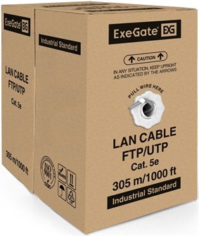 Кабель витая пара U/UTP 5 кат. 4 пары Exegate UTP4-C5e-CU-S24-IN-PVC-GY-305-FLUKE 926700